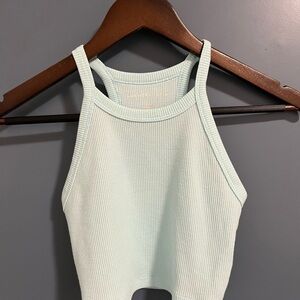 American Eagle Outfitters Mint Blue / Pale Turquoise Ribbed Tank Top